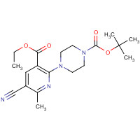 1385058-39-8 tert-butyl 4-(5-cyano-3-ethoxycarbonyl-6-methylpyridin-2-yl)piperazine-1-carboxylate chemical structure