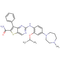1462947-75-6 2-[4-(4-methyl-1,4-diazepan-1-yl)-2-propan-2-yloxyanilino]-7-phenylthieno[3,2-d]pyrimidine-6-carboxamide chemical structure