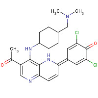 1431697-89-0 4-[7-acetyl-8-[[4-[(dimethylamino)methyl]cyclohexyl]amino]-1H-1,5-naphthyridin-2-ylidene]-2,6-dichlorocyclohexa-2,5-dien-1-one chemical structure