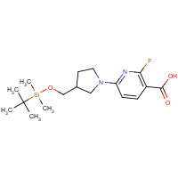1228666-21-4 6-[3-[[tert-butyl(dimethyl)silyl]oxymethyl]pyrrolidin-1-yl]-2-fluoropyridine-3-carboxylic acid chemical structure