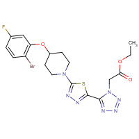 1030613-24-1 ethyl 2-[5-[5-[4-(2-bromo-5-fluorophenoxy)piperidin-1-yl]-1,3,4-thiadiazol-2-yl]tetrazol-1-yl]acetate chemical structure