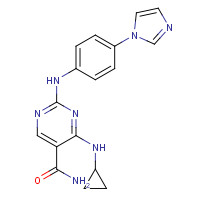 1198301-29-9 4-(cyclopropylamino)-2-(4-imidazol-1-ylanilino)pyrimidine-5-carboxamide chemical structure
