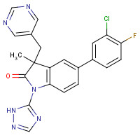 1141080-15-0 5-(3-chloro-4-fluorophenyl)-3-methyl-3-(pyrimidin-5-ylmethyl)-1-(1H-1,2,4-triazol-5-yl)indol-2-one chemical structure