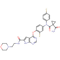 875764-98-0 1-N'-[3-fluoro-4-[[6-(2-morpholin-4-ylethylcarbamoyl)-7H-pyrrolo[2,3-d]pyrimidin-4-yl]oxy]phenyl]-1-N'-(4-fluorophenyl)cyclopropane-1,1-dicarboxamide chemical structure