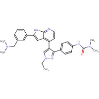 942918-07-2 3-[4-[4-[2-[3-[(dimethylamino)methyl]phenyl]-1H-pyrrolo[2,3-b]pyridin-4-yl]-1-ethylpyrazol-3-yl]phenyl]-1,1-dimethylurea chemical structure
