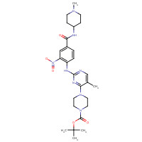 1538605-55-8 tert-butyl 4-[5-methyl-2-[4-[(1-methylpiperidin-4-yl)carbamoyl]-2-nitroanilino]pyrimidin-4-yl]piperazine-1-carboxylate chemical structure