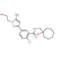 792911-66-1 2-chloro-N-[(1-hydroxycycloheptyl)methyl]-5-[1-(2-hydroxyethyl)-5-methylpyrazol-3-yl]benzamide chemical structure