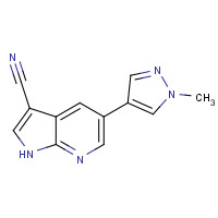 1379670-82-2 5-(1-methylpyrazol-4-yl)-1H-pyrrolo[2,3-b]pyridine-3-carbonitrile chemical structure