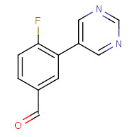 1250330-91-6 4-fluoro-3-pyrimidin-5-ylbenzaldehyde chemical structure