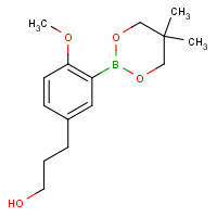 1374135-96-2 3-[3-(5,5-dimethyl-1,3,2-dioxaborinan-2-yl)-4-methoxyphenyl]propan-1-ol chemical structure