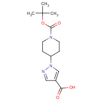 1034976-50-5 1-[1-[(2-methylpropan-2-yl)oxycarbonyl]piperidin-4-yl]pyrazole-4-carboxylic acid chemical structure