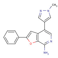1326709-14-1 4-(1-methylpyrazol-4-yl)-2-phenylfuro[2,3-c]pyridin-7-amine chemical structure