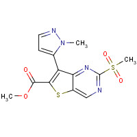 1462950-26-0 methyl 7-(2-methylpyrazol-3-yl)-2-methylsulfonylthieno[3,2-d]pyrimidine-6-carboxylate chemical structure