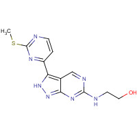 1386398-96-4 2-[[3-(2-methylsulfanylpyrimidin-4-yl)-2H-pyrazolo[3,4-d]pyrimidin-6-yl]amino]ethanol chemical structure