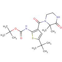 1207877-82-4 tert-butyl N-[5-tert-butyl-3-(2,2-dimethyl-3-oxopiperazine-1-carbonyl)thiophen-2-yl]carbamate chemical structure