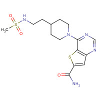 1431411-66-3 4-[4-[2-(methanesulfonamido)ethyl]piperidin-1-yl]thieno[3,2-d]pyrimidine-6-carboxamide chemical structure