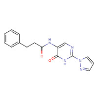 1343458-69-4 N-(6-oxo-2-pyrazol-1-yl-1H-pyrimidin-5-yl)-3-phenylpropanamide chemical structure