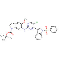 1453199-07-9 tert-butyl 6-[[4-[1-(benzenesulfonyl)indol-3-yl]-5-chloropyrimidin-2-yl]amino]-5-methoxy-2,3-dihydroindole-1-carboxylate chemical structure