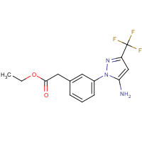 897373-39-6 ethyl 2-[3-[5-amino-3-(trifluoromethyl)pyrazol-1-yl]phenyl]acetate chemical structure