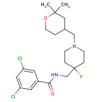 918430-49-6 3,5-dichloro-N-[[1-[(2,2-dimethyloxan-4-yl)methyl]-4-fluoropiperidin-4-yl]methyl]benzamide chemical structure