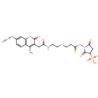 139609-20-4 1-[3-[2-[[2-(7-azido-4-methyl-2-oxochromen-3-yl)acetyl]amino]ethylsulfanyl]propanethioyloxy]-2,5-dioxopyrrolidine-3-sulfonic acid chemical structure