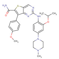 1462947-62-1 7-(4-methoxyphenyl)-2-[4-(4-methylpiperazin-1-yl)-2-propan-2-yloxyanilino]thieno[3,2-d]pyrimidine-6-carboxamide chemical structure
