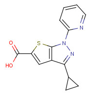 1041205-55-3 3-cyclopropyl-1-pyridin-2-ylthieno[2,3-c]pyrazole-5-carboxylic acid chemical structure