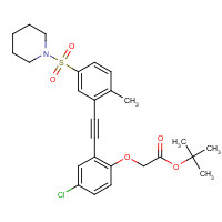 1240288-07-6 tert-butyl 2-[4-chloro-2-[2-(2-methyl-5-piperidin-1-ylsulfonylphenyl)ethynyl]phenoxy]acetate chemical structure