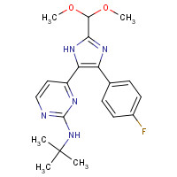 876521-40-3 N-tert-butyl-4-[2-(dimethoxymethyl)-4-(4-fluorophenyl)-1H-imidazol-5-yl]pyrimidin-2-amine chemical structure