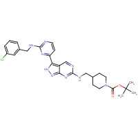 1386399-59-2 tert-butyl 4-[[[3-[2-[(3-chlorophenyl)methylamino]pyrimidin-4-yl]-2H-pyrazolo[3,4-d]pyrimidin-6-yl]amino]methyl]piperidine-1-carboxylate chemical structure