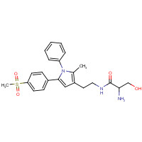 1386392-36-4 2-amino-3-hydroxy-N-[2-[2-methyl-5-(4-methylsulfonylphenyl)-1-phenylpyrrol-3-yl]ethyl]propanamide chemical structure