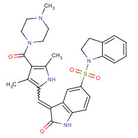 1289636-96-9 5-(2,3-dihydroindol-1-ylsulfonyl)-3-[[3,5-dimethyl-4-(4-methylpiperazine-1-carbonyl)-1H-pyrrol-2-yl]methylidene]-1H-indol-2-one chemical structure