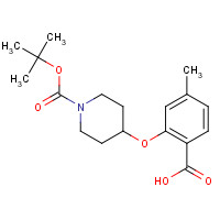 1443209-27-5 4-methyl-2-[1-[(2-methylpropan-2-yl)oxycarbonyl]piperidin-4-yl]oxybenzoic acid chemical structure