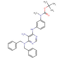 1448444-65-2 tert-butyl N-[3-[[5-amino-6-(dibenzylamino)pyrimidin-4-yl]amino]phenyl]-N-methylcarbamate chemical structure