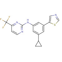 1312535-55-9 N-[3-cyclopropyl-5-(1,3-thiazol-5-yl)phenyl]-4-(trifluoromethyl)pyrimidin-2-amine chemical structure