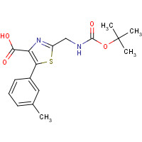 1223644-23-2 5-(3-methylphenyl)-2-[[(2-methylpropan-2-yl)oxycarbonylamino]methyl]-1,3-thiazole-4-carboxylic acid chemical structure