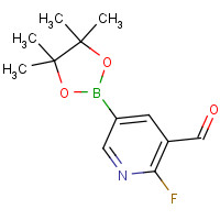 1333319-63-3 2-fluoro-5-(4,4,5,5-tetramethyl-1,3,2-dioxaborolan-2-yl)pyridine-3-carbaldehyde chemical structure