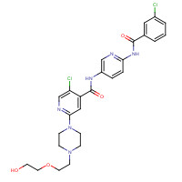 1131604-96-0 5-chloro-N-[6-[(3-chlorobenzoyl)amino]pyridin-3-yl]-2-[4-[2-(2-hydroxyethoxy)ethyl]piperazin-1-yl]pyridine-4-carboxamide chemical structure