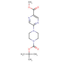 1215626-40-6 methyl 5-[4-[(2-methylpropan-2-yl)oxycarbonyl]piperazin-1-yl]pyrazine-2-carboxylate chemical structure