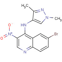 1257553-10-8 6-bromo-N-(1,3-dimethylpyrazol-4-yl)-3-nitroquinolin-4-amine chemical structure