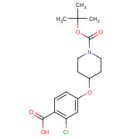 162045-58-1 2-chloro-4-[1-[(2-methylpropan-2-yl)oxycarbonyl]piperidin-4-yl]oxybenzoic acid chemical structure