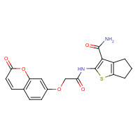 791597-51-8 2-[[2-(2-oxochromen-7-yl)oxyacetyl]amino]-5,6-dihydro-4H-cyclopenta[b]thiophene-3-carboxamide chemical structure