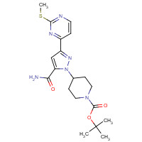 1403333-61-8 tert-butyl 4-[5-carbamoyl-3-(2-methylsulfanylpyrimidin-4-yl)pyrazol-1-yl]piperidine-1-carboxylate chemical structure