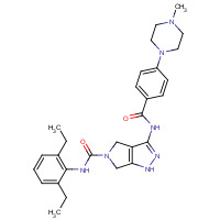 398493-79-3 N-(2,6-diethylphenyl)-3-[[4-(4-methylpiperazin-1-yl)benzoyl]amino]-4,6-dihydro-1H-pyrrolo[3,4-c]pyrazole-5-carboxamide chemical structure