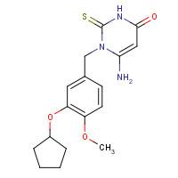 162279-51-8 6-amino-1-[(3-cyclopentyloxy-4-methoxyphenyl)methyl]-2-sulfanylidenepyrimidin-4-one chemical structure