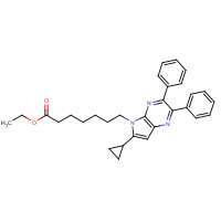 1447770-39-9 ethyl 7-(6-cyclopropyl-2,3-diphenylpyrrolo[2,3-b]pyrazin-5-yl)heptanoate chemical structure