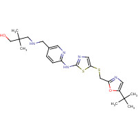 350509-99-8 3-[[6-[[5-[(5-tert-butyl-1,3-oxazol-2-yl)methylsulfanyl]-1,3-thiazol-2-yl]amino]pyridin-3-yl]methylamino]-2,2-dimethylpropan-1-ol chemical structure