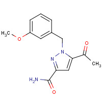 1403332-93-3 5-acetyl-1-[(3-methoxyphenyl)methyl]pyrazole-3-carboxamide chemical structure