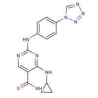 1198301-56-2 4-(cyclopropylamino)-2-[4-(tetrazol-1-yl)anilino]pyrimidine-5-carboxamide chemical structure