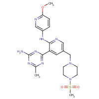 1253569-05-9 4-[2-[(6-methoxypyridin-3-yl)amino]-5-[(4-methylsulfonylpiperazin-1-yl)methyl]pyridin-3-yl]-6-methyl-1,3,5-triazin-2-amine chemical structure
